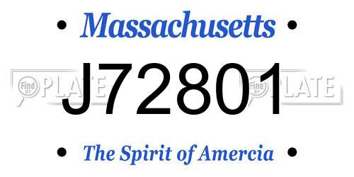 J72801 Massachusetts License Plate