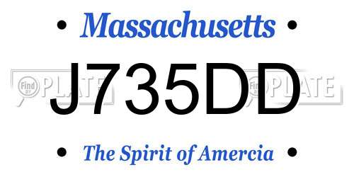 J735DD Massachusetts License Plate