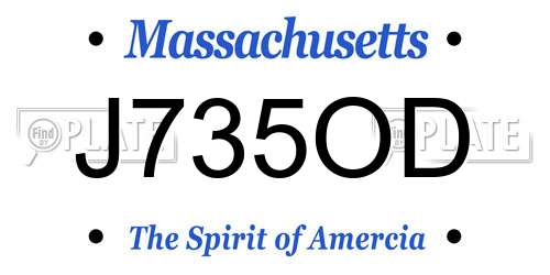 J735OD Massachusetts License Plate