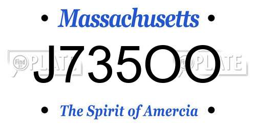 J735OO Massachusetts License Plate