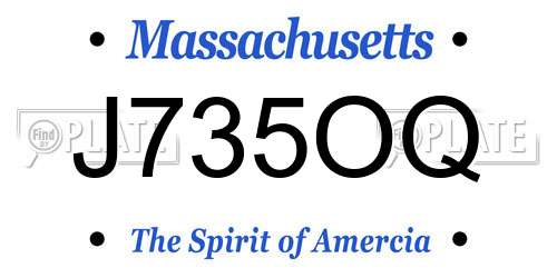 J735OQ Massachusetts License Plate