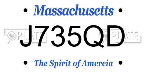 J735QD Massachusetts License Plate