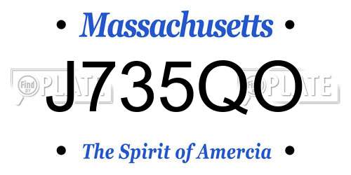J735QO Massachusetts License Plate