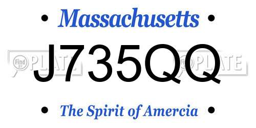 J735QQ Massachusetts License Plate