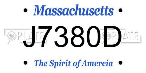 J7380D Massachusetts License Plate