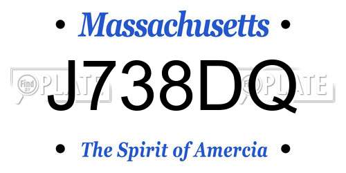 J738DQ Massachusetts License Plate