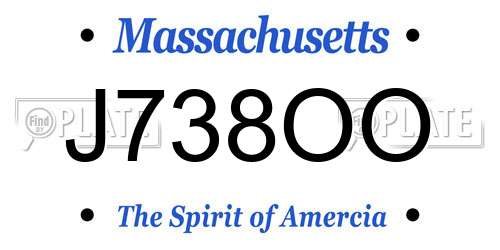 J738OO Massachusetts License Plate