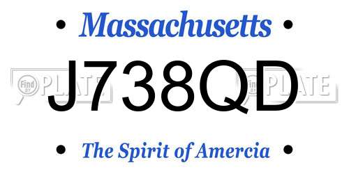 J738QD Massachusetts License Plate