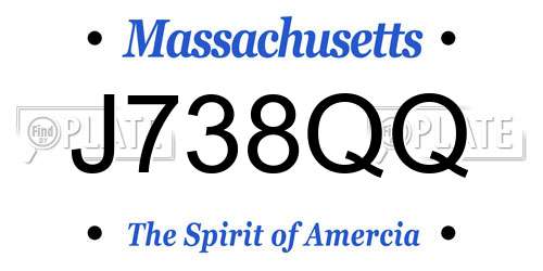 J738QQ Massachusetts License Plate