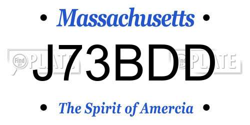 J73BDD Massachusetts License Plate