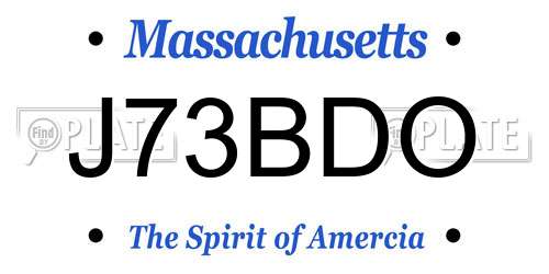 J73BDO Massachusetts License Plate