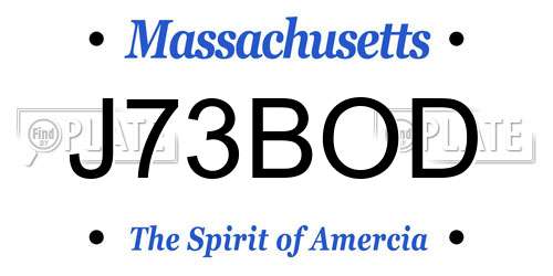 J73BOD Massachusetts License Plate