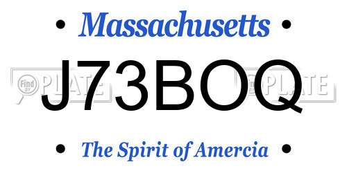 J73BOQ Massachusetts License Plate