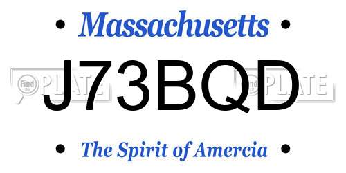 J73BQD Massachusetts License Plate