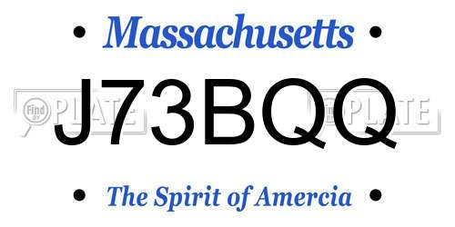 J73BQQ Massachusetts License Plate
