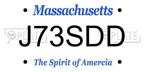 J73SDD Massachusetts License Plate