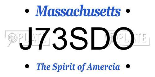 J73SDO Massachusetts License Plate