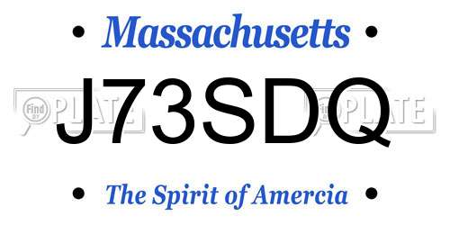 J73SDQ Massachusetts License Plate