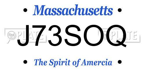 J73SOQ Massachusetts License Plate