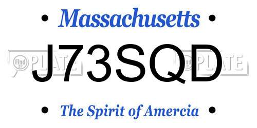 J73SQD Massachusetts License Plate