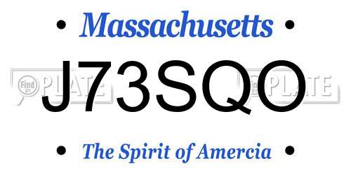 J73SQO Massachusetts License Plate