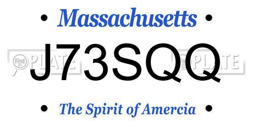J73SQQ Massachusetts License Plate