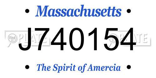 J740154 Massachusetts License Plate