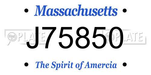 J75850 Massachusetts License Plate