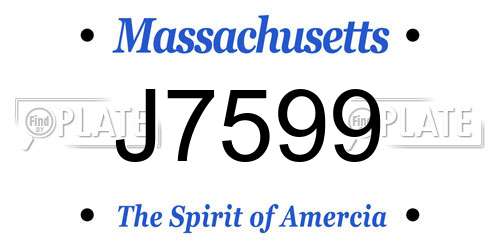 J7599 Massachusetts License Plate