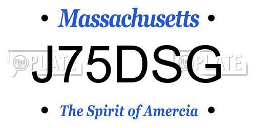J75DSG Massachusetts License Plate