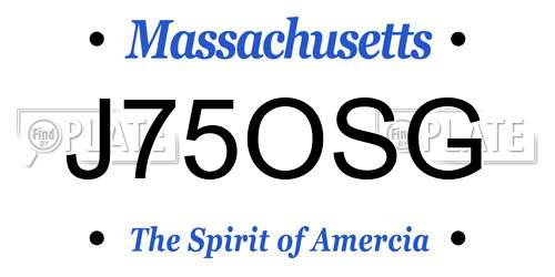 J75OSG Massachusetts License Plate