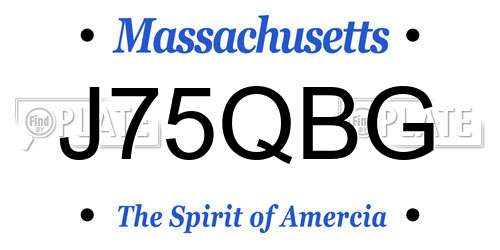 J75QBG Massachusetts License Plate