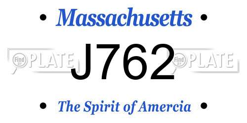 J762 Massachusetts License Plate