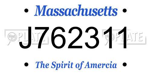 J762311 Massachusetts License Plate