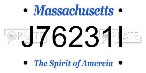 J76231I Massachusetts License Plate