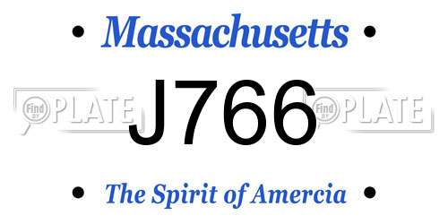 J766 Massachusetts License Plate