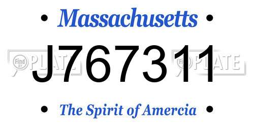 J767311 Massachusetts License Plate