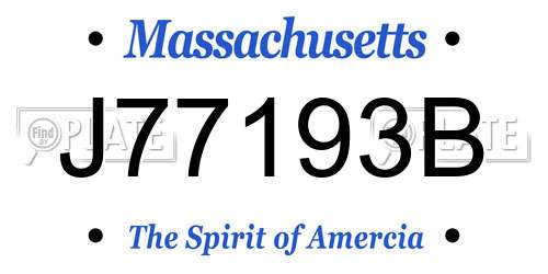 J77193B Massachusetts License Plate