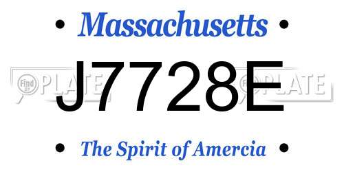J7728E Massachusetts License Plate