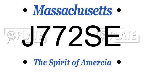 J772SE Massachusetts License Plate