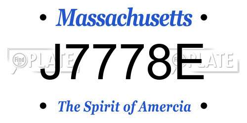 J7778E Massachusetts License Plate