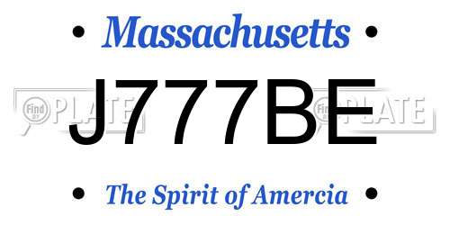 J777BE Massachusetts License Plate