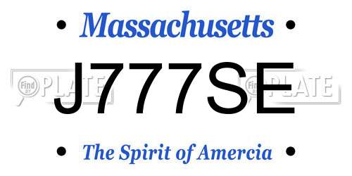 J777SE Massachusetts License Plate