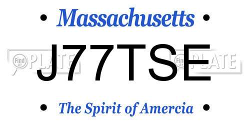 J77TSE Massachusetts License Plate