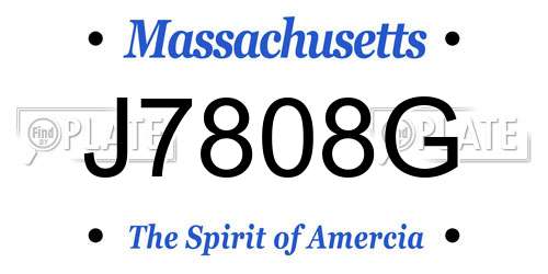 J7808G Massachusetts License Plate