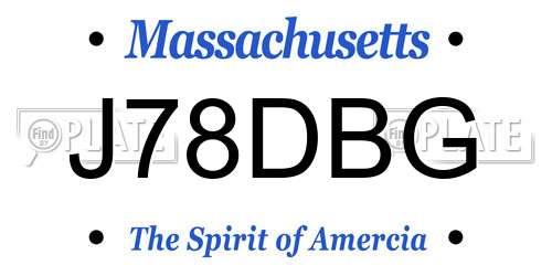 J78DBG Massachusetts License Plate