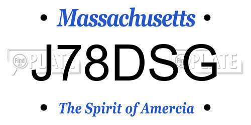 J78DSG Massachusetts License Plate