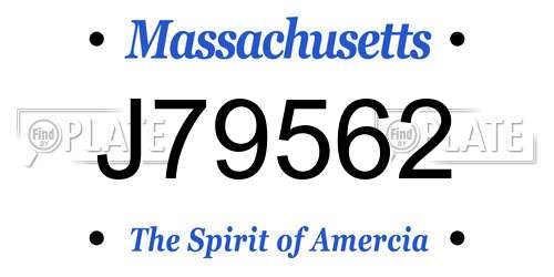 J79562 Massachusetts License Plate