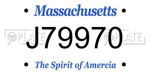 J79970 Massachusetts License Plate