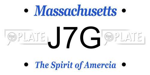 J7G Massachusetts License Plate